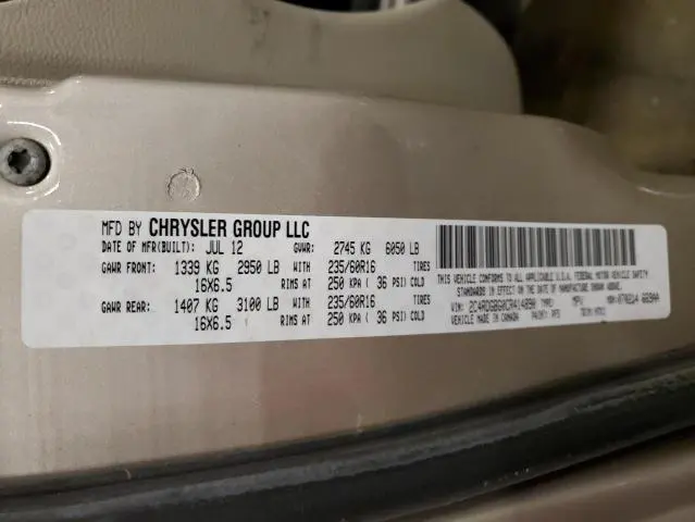 2012 DODGE GRAND CARAVAN SE  