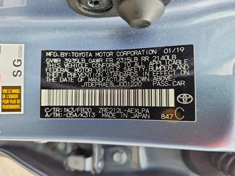 2020 TOYOTA COROLLA LE  