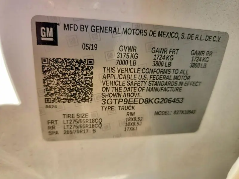 2019 GMC SIERRA K1500 AT4  