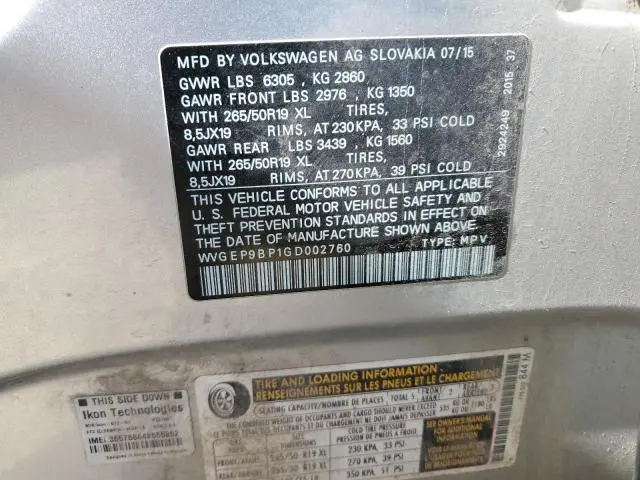 2016 VOLKSWAGEN TOUAREG TDI  