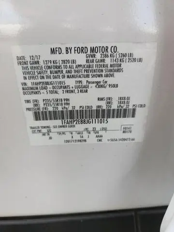 2018 FORD TAURUS SEL  