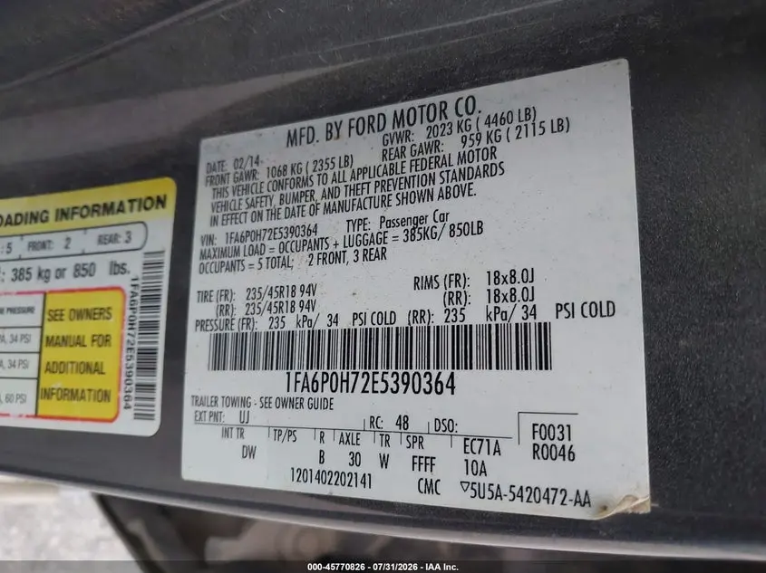 2014 FORD FUSION SE