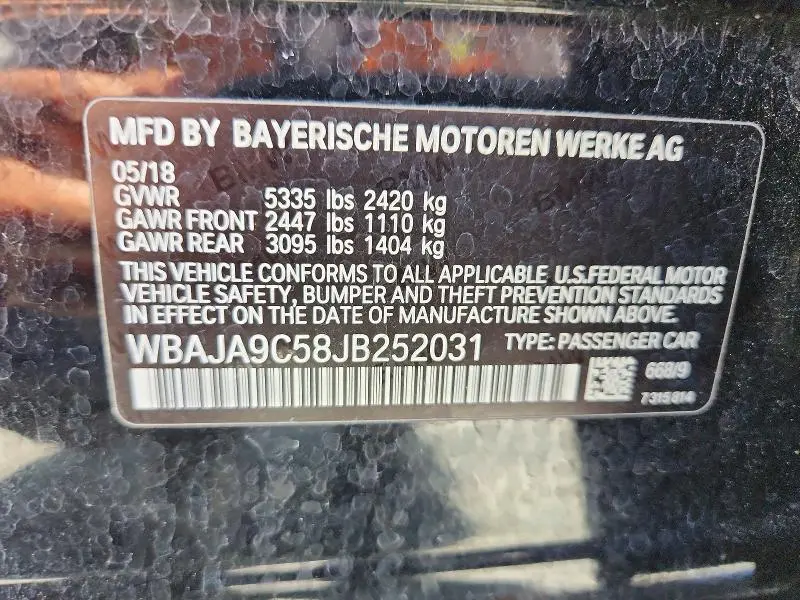 2018 BMW 530E   