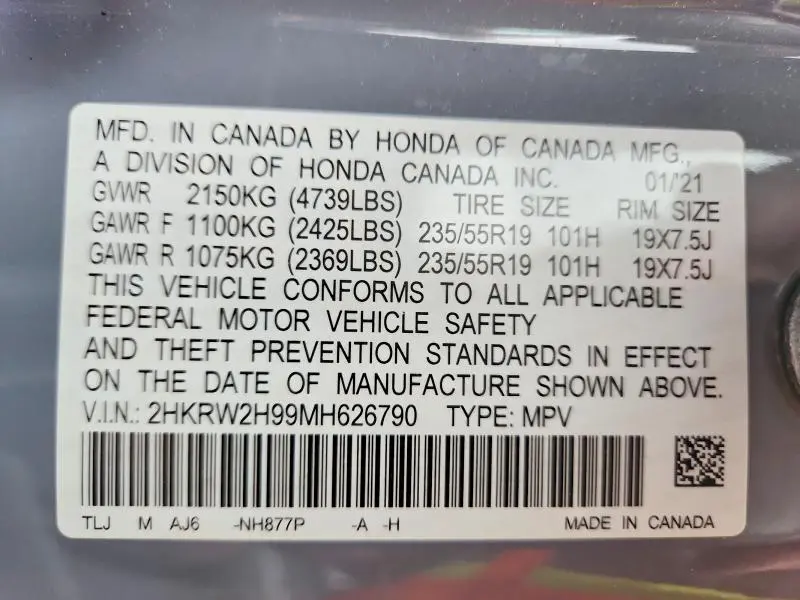 2021 HONDA CR-V TOURING  