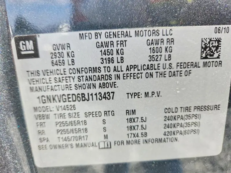 2011 CHEVROLET TRAVERSE LT  