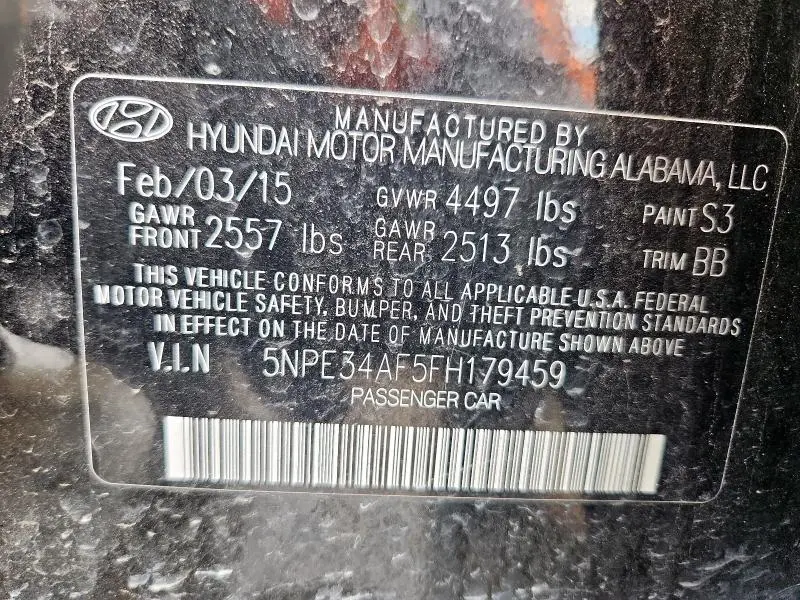 2015 HYUNDAI SONATA SPORT  
