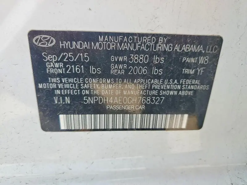 2016 HYUNDAI ELANTRA SE  