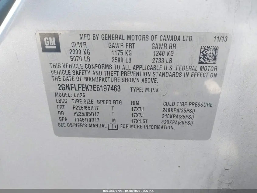 2014 CHEVROLET EQUINOX 1LT