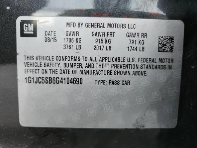 2016 CHEVROLET SONIC LT  