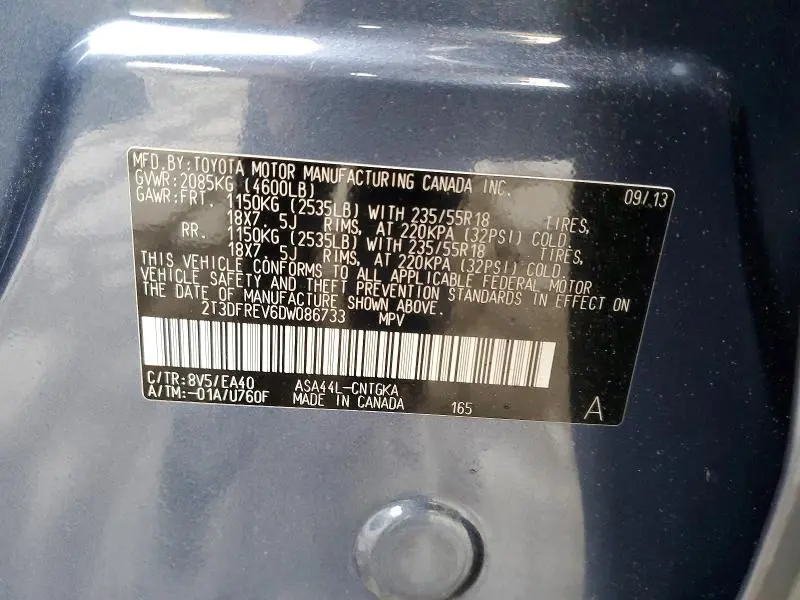 2013 TOYOTA RAV4 LIMITED  