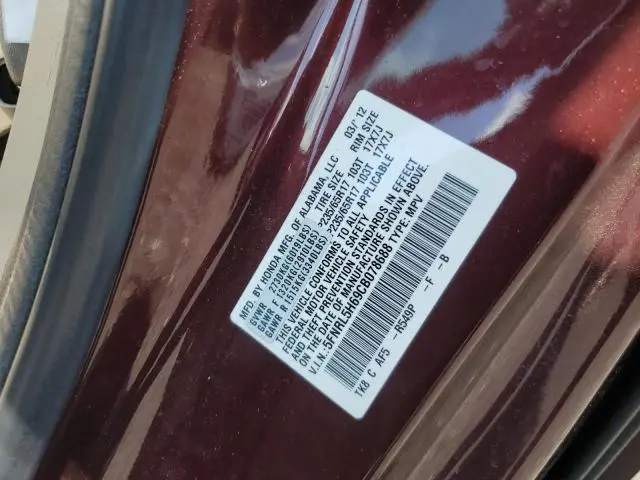 2012 HONDA ODYSSEY EXL  