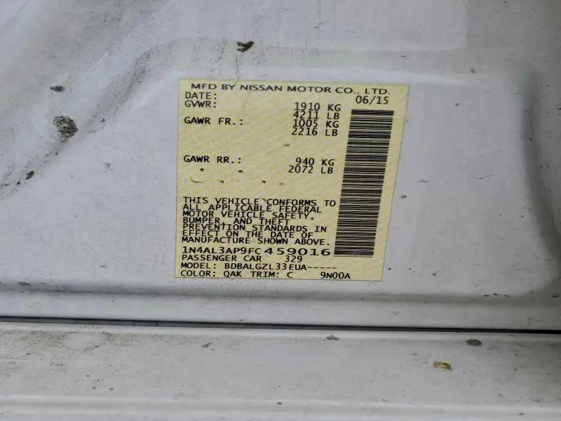 2015 NISSAN ALTIMA 2.5  