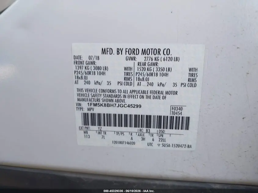 2018 FORD EXPLORER  