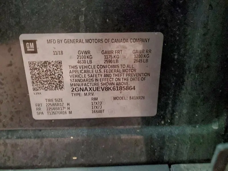 2019 CHEVROLET EQUINOX LT  