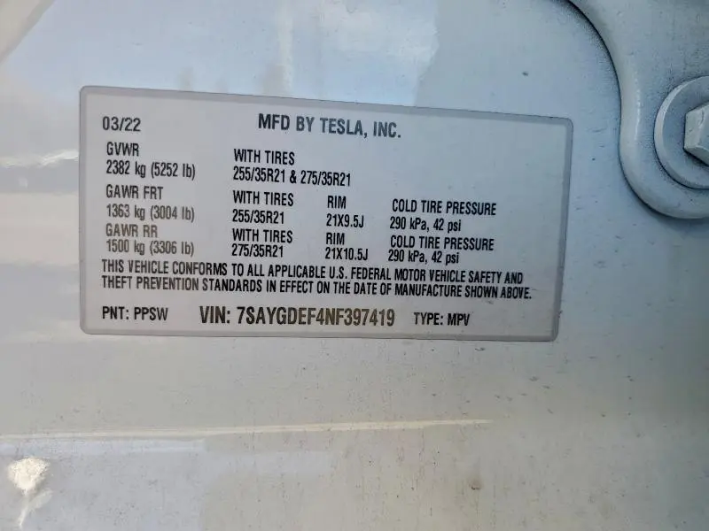 2022 TESLA MODEL Y   