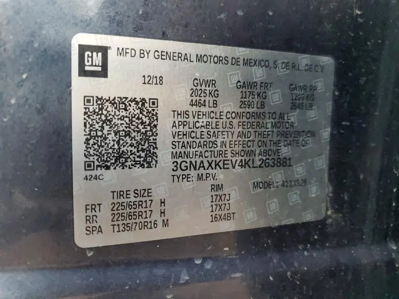 2019 CHEVROLET EQUINOX LT  