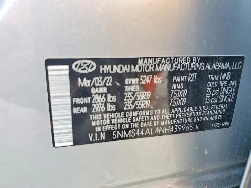 2022 HYUNDAI SANTA FE LIMITED  
