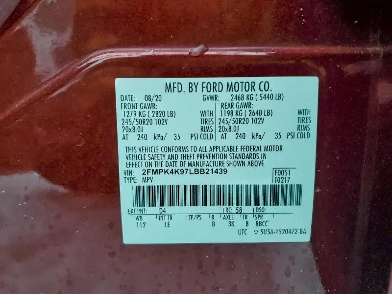 2020 FORD EDGE TITANIUM  