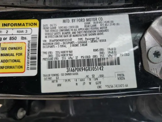 2016 FORD FUSION TITANIUM  