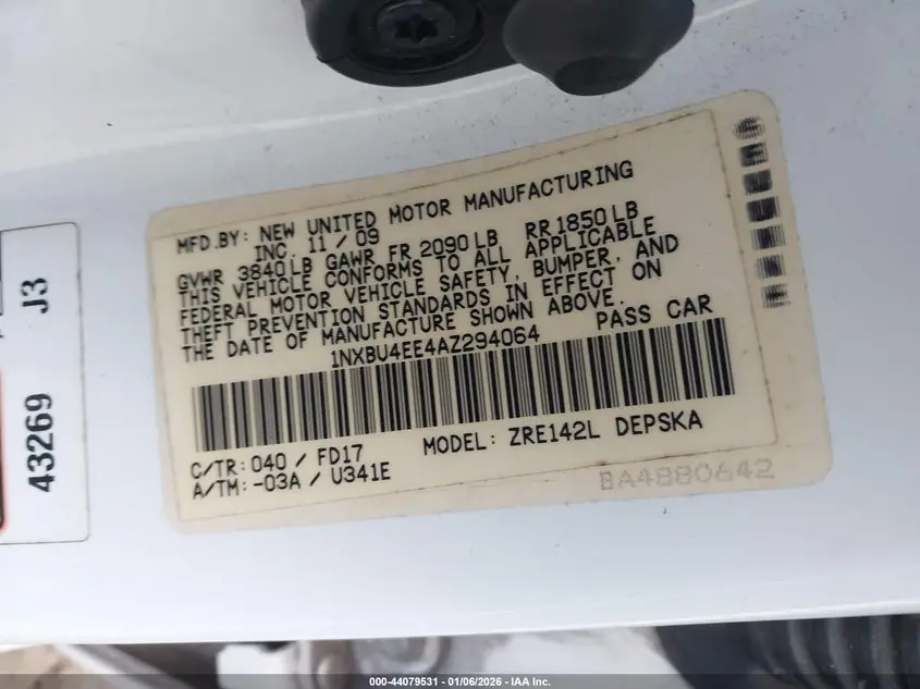 2010 TOYOTA COROLLA S