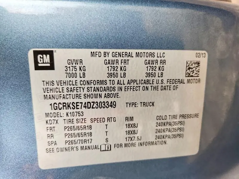 2013 CHEVROLET SILVERADO K1500 LT  