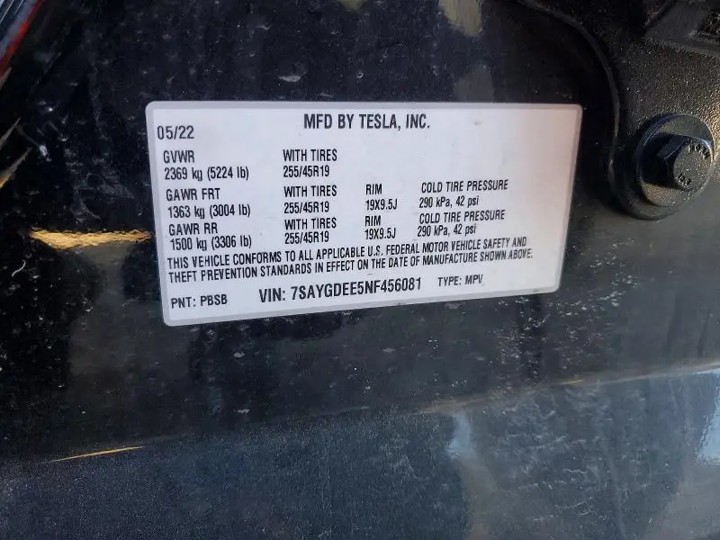 2022 TESLA MODEL Y   