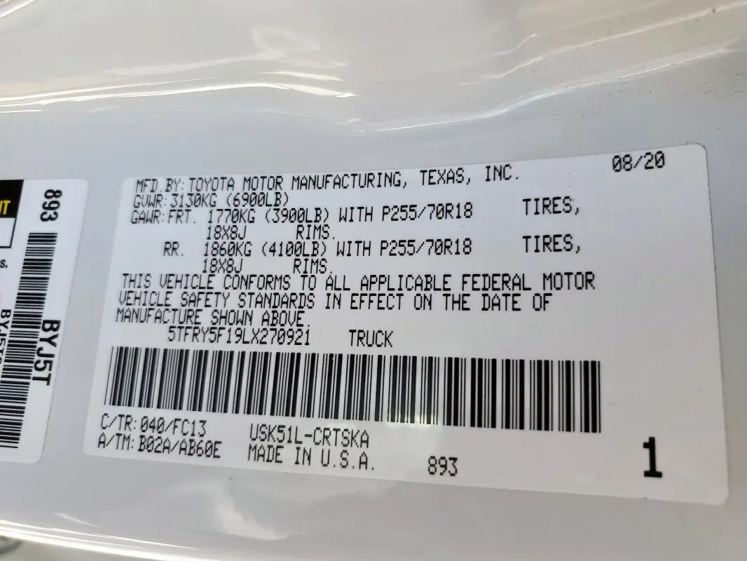 2020 TOYOTA TUNDRA DOUBLE CAB SR  