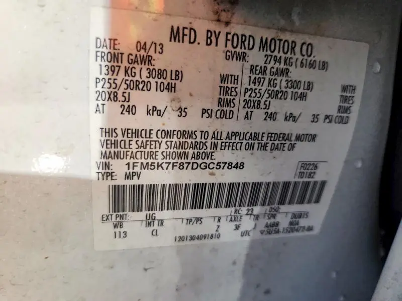 2013 FORD EXPLORER LIMITED  