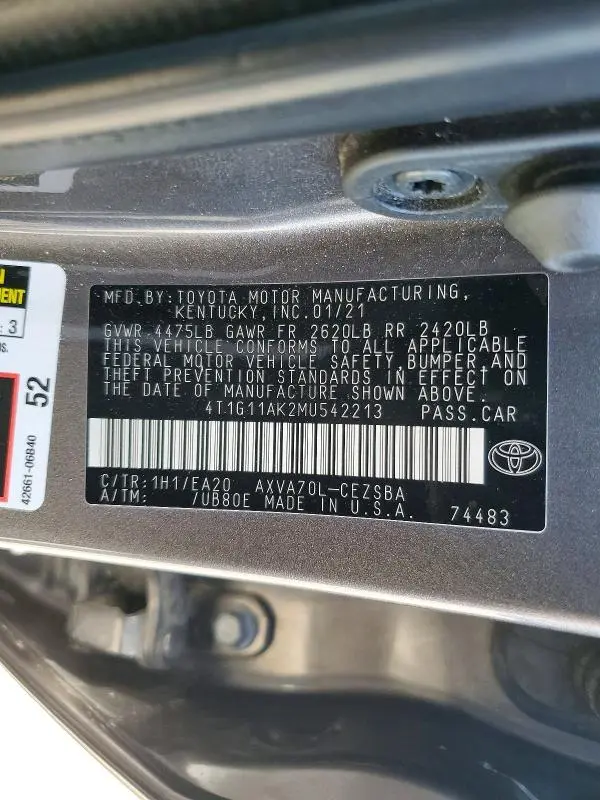 2021 TOYOTA CAMRY SE  