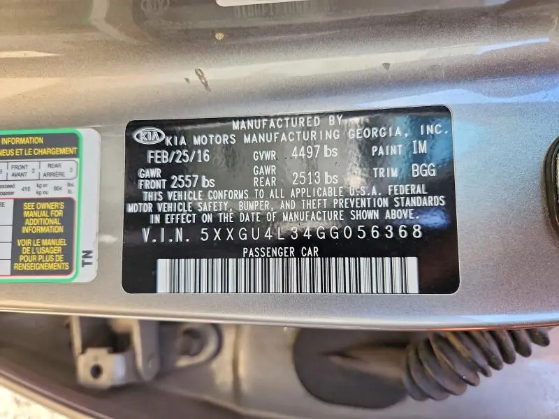 2016 KIA OPTIMA EX  