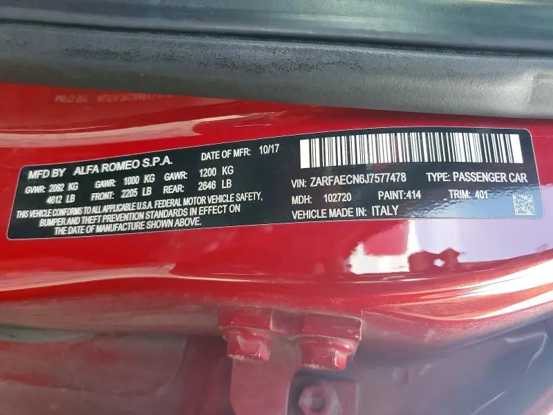 2018 ALFA ROMEO GIULIA TI  