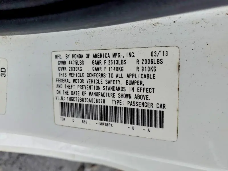 2013 HONDA ACCORD EXL  