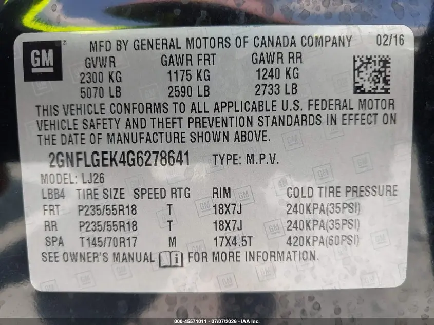 2016 CHEVROLET EQUINOX LTZ