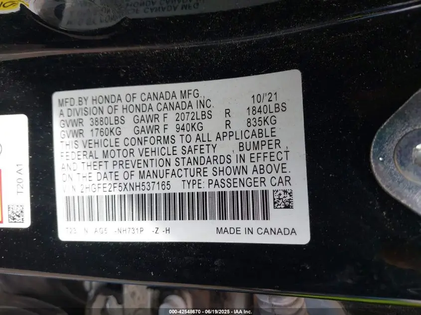 2022 HONDA CIVIC SPORT