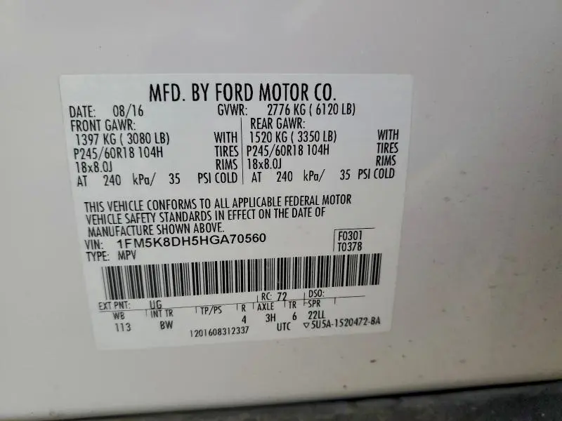 2017 FORD EXPLORER XLT  