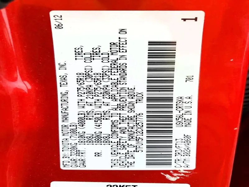 2012 TOYOTA TUNDRA DOUBLE CAB SR5  