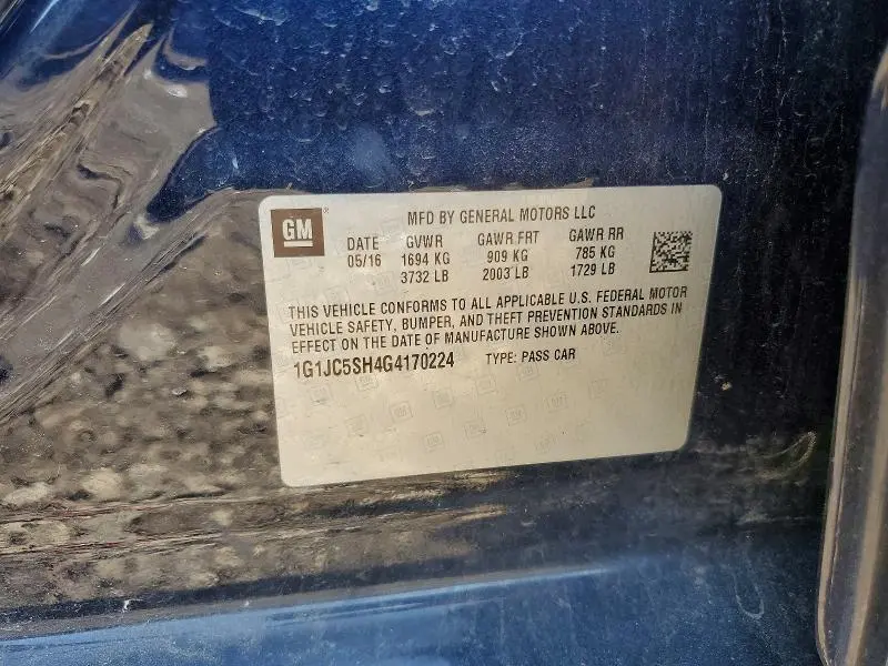 2016 CHEVROLET SONIC LT  