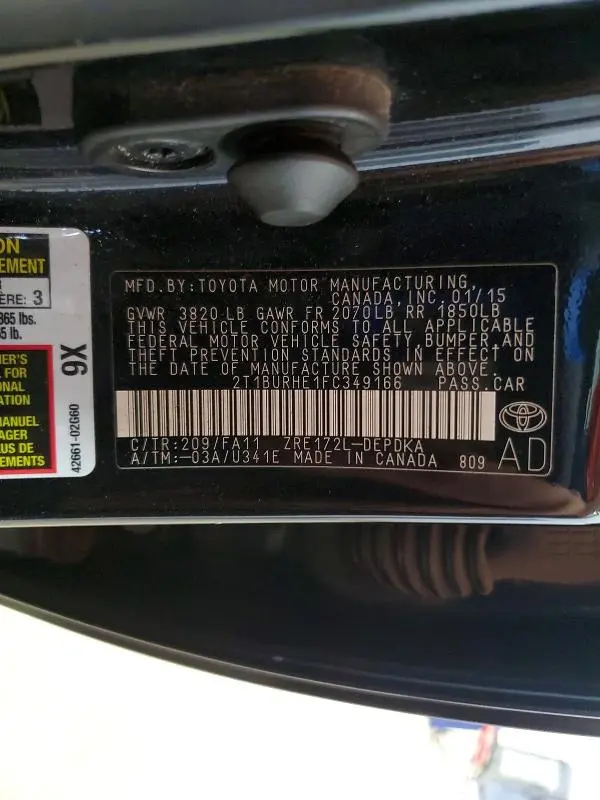2015 TOYOTA COROLLA L  