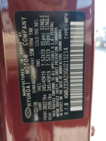 2016 HYUNDAI TUCSON LIMITED  