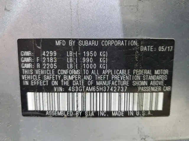 2017 SUBARU IMPREZA SPORT  