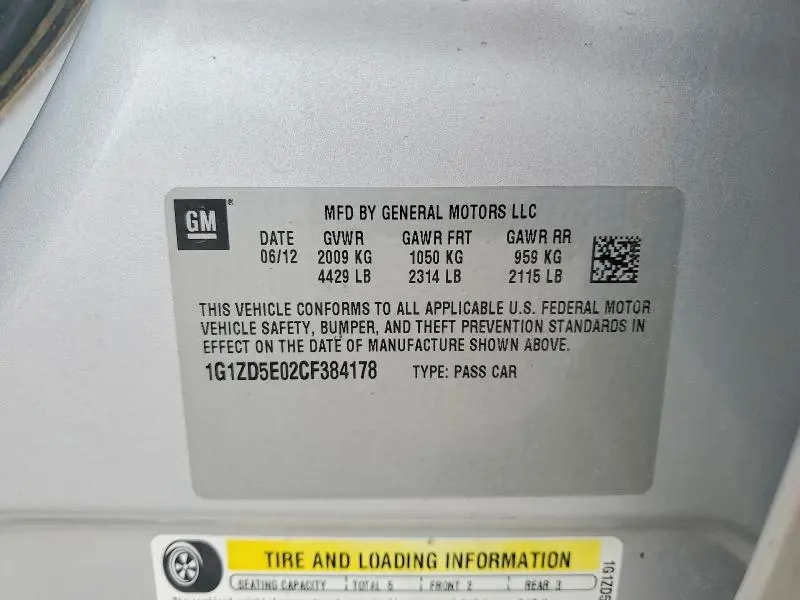2012 CHEVROLET MALIBU 2LT  