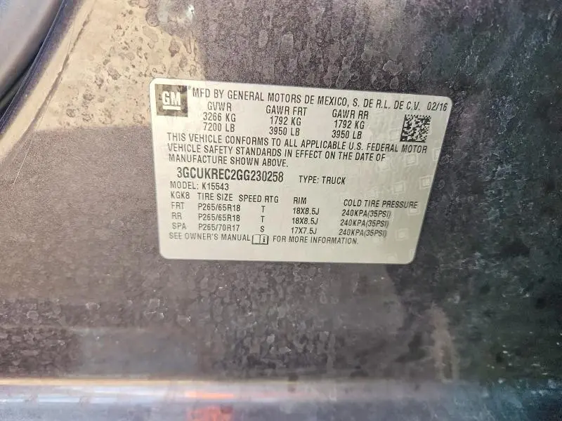 2016 CHEVROLET SILVERADO K1500 LT  
