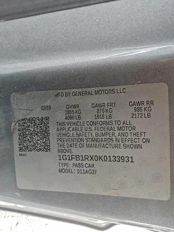 2019 CHEVROLET CAMARO LS  