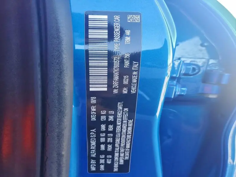 2019 ALFA ROMEO GIULIA   