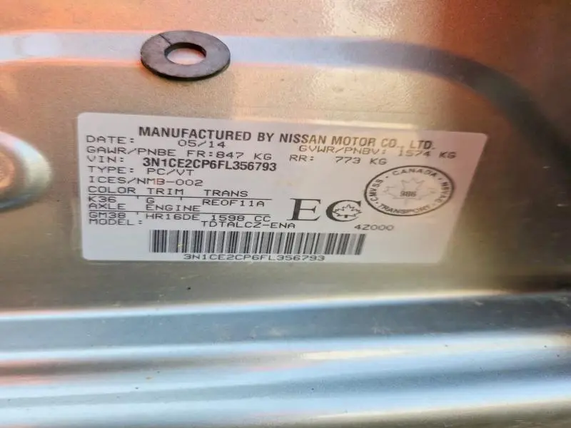 2015 NISSAN VERSA NOTE S  