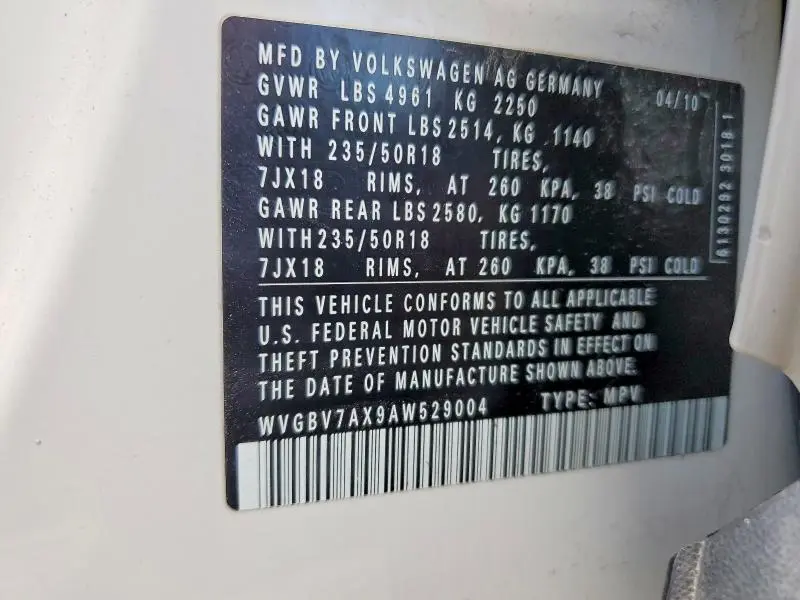 2010 VOLKSWAGEN TIGUAN SE  