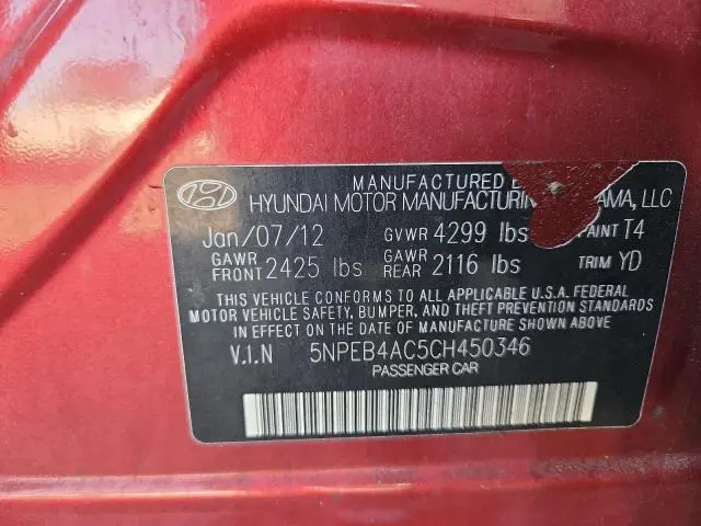 2012 HYUNDAI SONATA GLS  