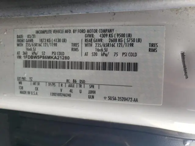 2021 FORD TRANSIT T-350