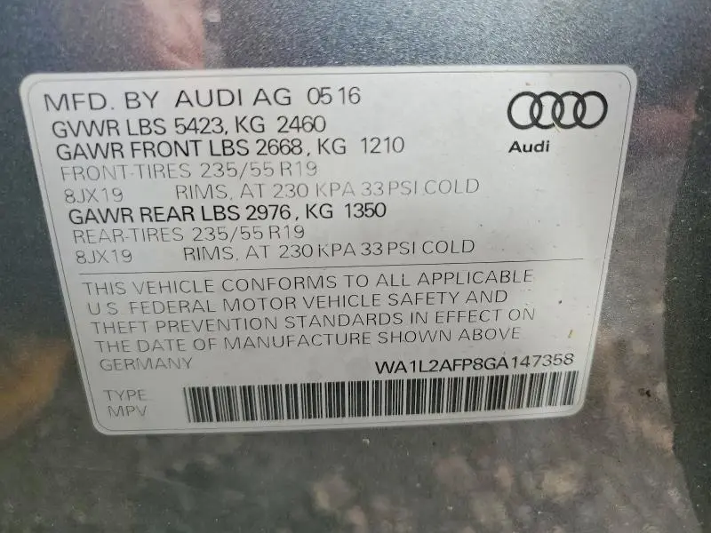 2016 AUDI Q5 PREMIUM PLUS  