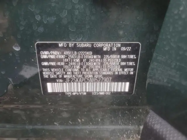 2022 SUBARU FORESTER LIMITED  